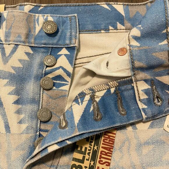 Double RL Ralph Lauren RRL Vintage Straight Leg Jean Women 25 Blue Aztec Western - Picture 5 of 11